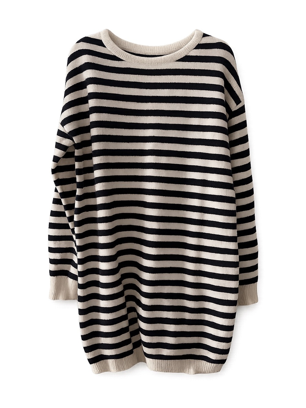 Peace N Love Striped Knit Sweater Dress - Black & White size S/M